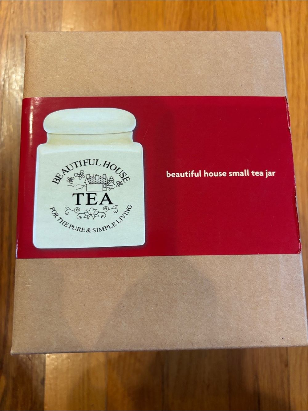 Beautiful House Tea Jar- For Pure & Simple Living-Cream Cottagecore Cabincore